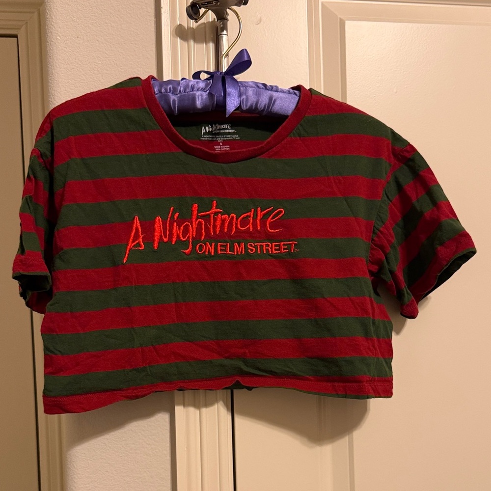 Striped Nightmare on Elm Street Crop Top